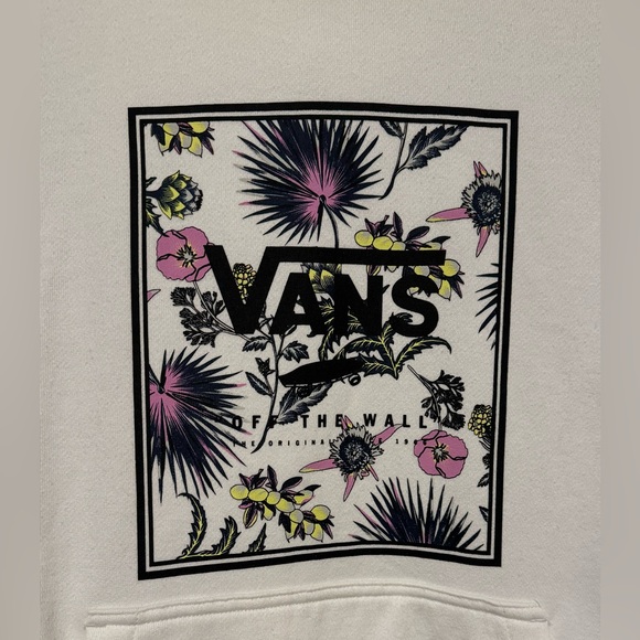 Vans Off The Wall Hoodie Jumper Sweatshirt Skateboard Off White- Womens S - Picture 2 of 5